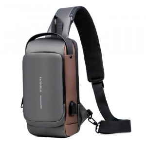Geantă de piept pentru bărbați Geantă de cruce pentru bărbați Geantă de umăr USB impermeabilă Messenger de călătorie antifurt Pachet Sling pentru piept Designer de modă de lux - Img 1