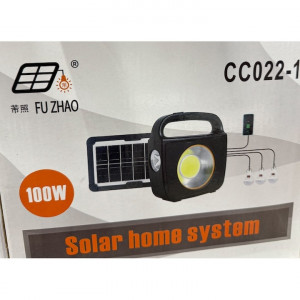 Set panou solar cu lanterna si 3 becuri, CC022-1, 100 W, negru - Img 2