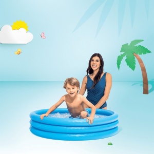 Piscina Gonflabila Intex pentru copii - Crystal Blue, cu 3 Inele, 114 x 25 cm - Img 3