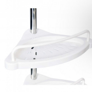 Raft pentru baie, ProCart, 4 nivele, 3 carlige, suport prosop, reglabil 100-320 cm, montare pe colt, alb - Img 4