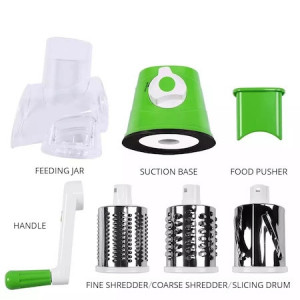 Razatoare multifunctionala pentru fructe si legume, 3 lame interschimbabile din inox, Verde - Img 2