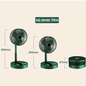 Ventilator portabil de masa, cu 3 trepte de viteza, pliabil, incarcare USB, reglabil, verde - Img 2