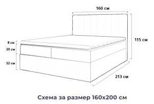 Боксспринг легло Ares - схема за размер