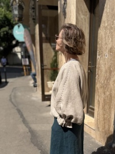 Blazer din 100% Cânepă cu Broderie Manuală – Natural Linen Beige - Img 4