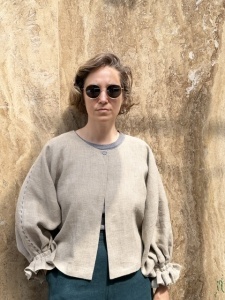 Blazer din 100% Cânepă cu Broderie Manuală – Natural Linen Beige - Img 6