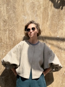 Blazer din 100% Cânepă cu Broderie Manuală – Natural Linen Beige