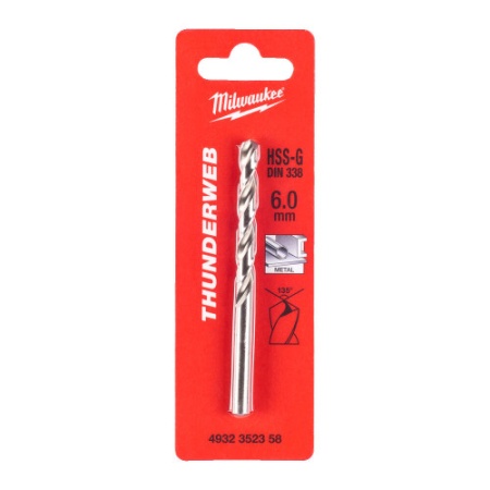 Burghiu pentru metal ThunderWeb HSS-G DIN338, ø6x57x93mm, MILWAUKEE®