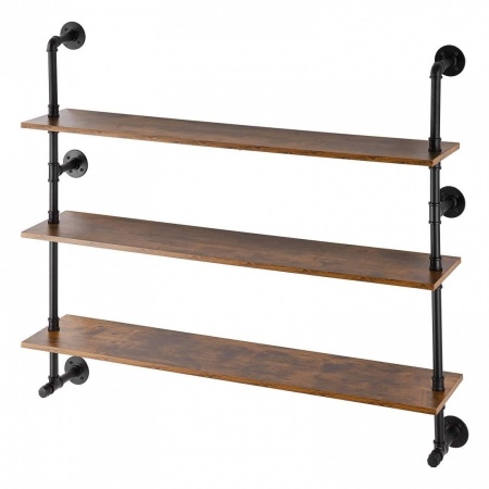 Raft metalic cu 3 x polite incluse din lemn, Vivatechnix Industrial, 1230 x 255 x 1075 mm