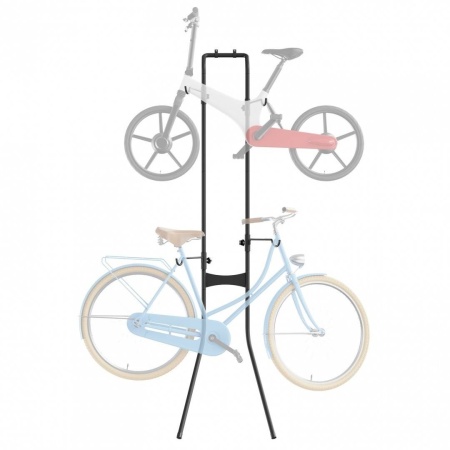 Suport depozitare 2 biciclete, Vivatechnix, de perete, 2070 x 521 x 510 mm, Negru, Inaltime reglabila