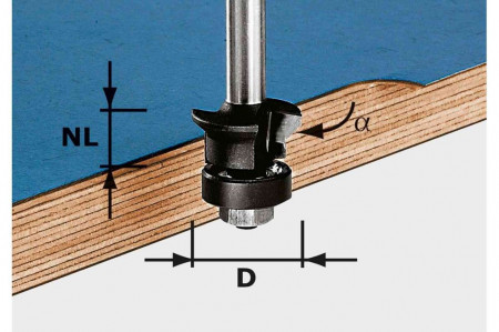 Freză pentru faţetare şi frezare coplanară HW S8 D24/0° +45°, Festool