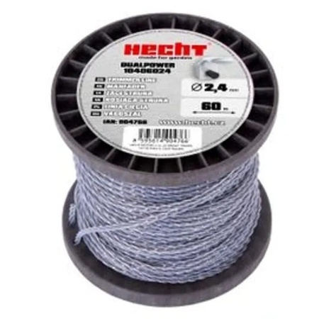 Fir pentru trimmer HECHT 10406024, profil rasucit, diametru 2.4 mm, lungime 60 m, cu insertie metalica