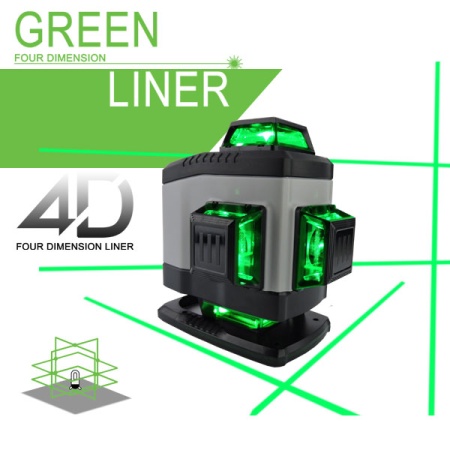 Nivela laser cu linii Green Liner 4D, Diatech, verde, raza de masurare: 0 - 20 m, cu acumulator si incarcator, in valiza