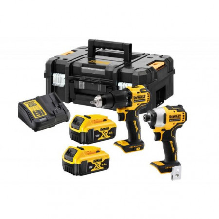 Set combo 2 scule DeWalt DCK2062M2T: Masina de gaurit , motor fara perii , 18V DCD709, Masina de insurubat cu impact, motor fara perii 18V DCF809, 2 acumulatori Li-Ion18V, 4Ah, incarcator, valiza de transport TSTAK