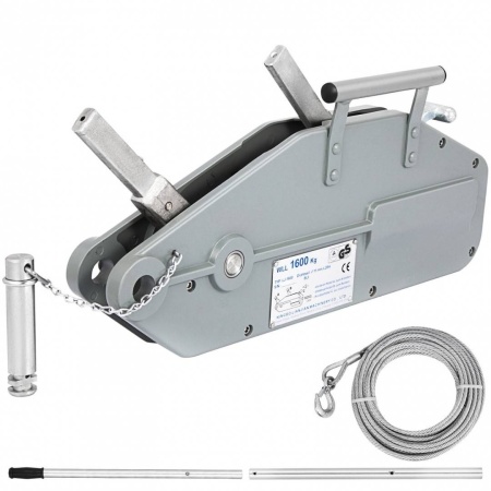 Troliu manual orizontal 1600 kg, Lungime cablu 20 m, cablu otel