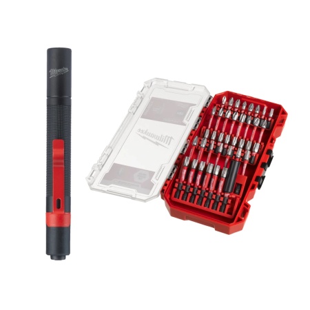 Bit de impact Milwaukee Shockwave set 39 bucati cu lanterna inclusa, MILWAUKEE®