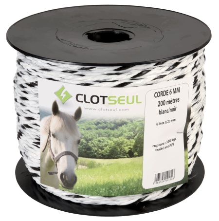 Cordelină ø 6 mm ALB/NEGRU 200 M, cod 47 000 152, Clotseul