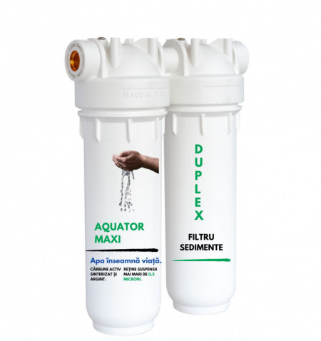 Filtru de apa, Aquator Maxi Duplex, 5000 - 8000 Litri (sistem complet cu rezervă inclusă)