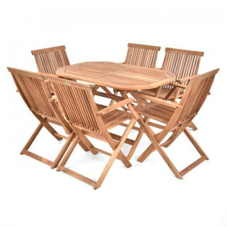 Mobilier pentru gradina Hecht basic set 6 contine 1 masa si 6 scaune din lemn de salcam