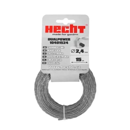 Fir pentru trimmer HECHT 10401524, profil rasucit, diametru 2.4 mm, lungime 15 m, cu insertie metalica