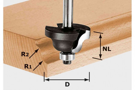 Freză de profilat (rază dublă) HW S8 D38,1/R6,35/R6,35, Festool