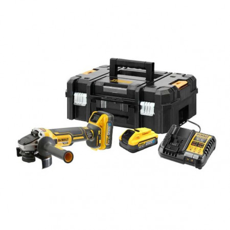 Polizor unghiular DeWalt DCG409H2T, 125 mm, cu 2 acumulatori Powerstack 18V / 5.0Ah si incarcator in valiza TSTAK