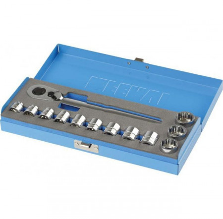Set 13 chei tubulare 3/8” cu clichet SN4E4C013, Fervi