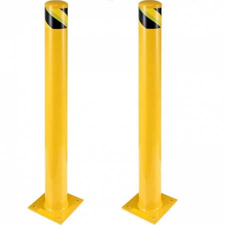 Set 2 stalpi de siguranta, delimitare, avertizare, Vivatechnix Otel, Galben / Negru, Inaltime 122 cm