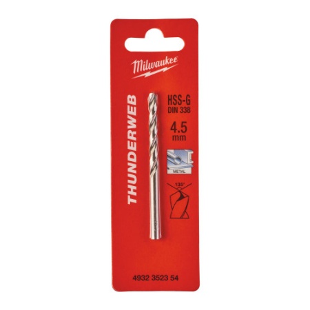 Burghiu pentru metal ThunderWeb HSS-G DIN338, ø4.5x80mm, MILWAUKEE®