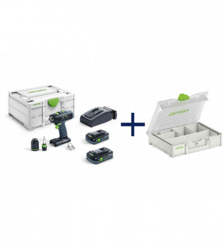 Masina de gaurit si insurubat cu acumulatori T 18+3 HPC 4.0 I-PLUS cu 2 acumulatori,incarcator, ORGANIZER EDITION, Festool