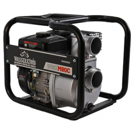 Motopompa 3" Wasserkonig WSKM80C, maxim 55 m³/ora , inaltime refulare max 30 m, motor euro V, benzina, putere 7 CP