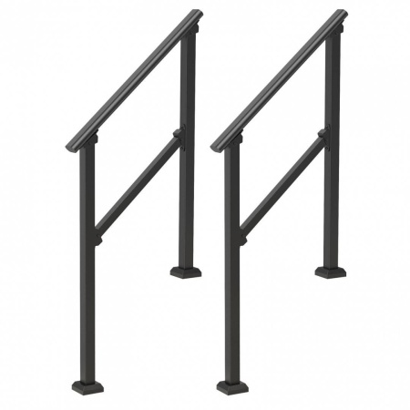 Set 2 balustrade otel, 1-2 trepte Vivatechnix, Dimensiune 1030 x 84 x 920 mm, Unghi reglabil 0° - 40°, Negru