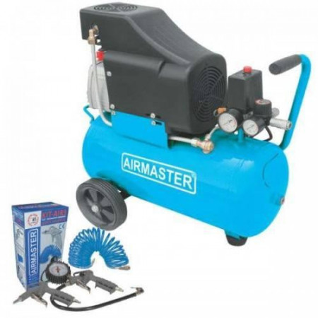 Compresor de aer cu piston Airmaster AIR2SHU850-KIT-AIR3, 50 L, 8 bar, 206 L/min, 2 CP, monofazat + Kit 3 accesorii