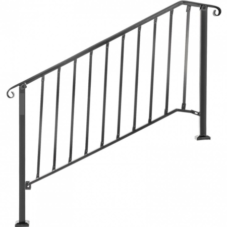 Balustrada fier forjat, 4-5 trepte Vivatechnix Negru Mat, Inaltime 99.8 cm, lungime 144.7 cm, pozitii reglabile