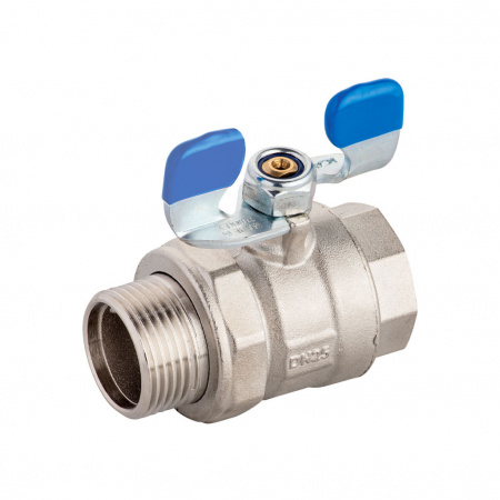 Robinet trecere apa cu bila, maner fluture si racord olanz , FI-FE, PN40 1 1/4", KAS