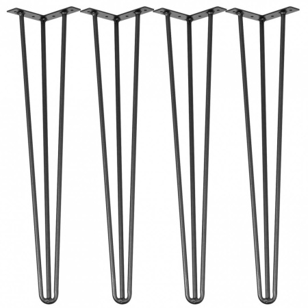 Set 4 picioare pentru mese Krodesign Otel, Negru, Inaltime 91.5 cm, protectie cauciuc