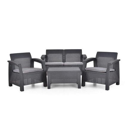 Set mobilier de gradina 4 piese HECHTSIERRAMAXI, Masa: L 77 x D 57 x H 42 cm / scaun: L 75 x D 70 x H 79 cm / canapea: L 128 x D 70 x H 79 cm