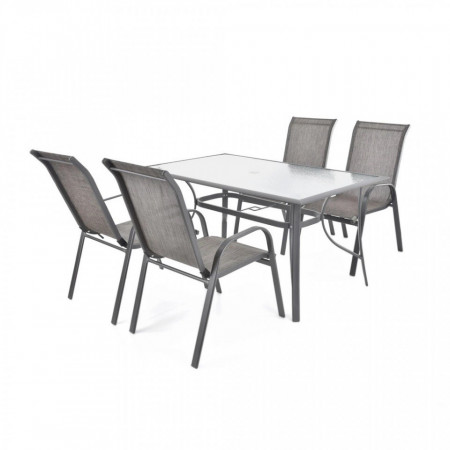 Set mobilier pentru gradina HECHT Ekonomy Set 4, masa cu 4 scaune, schelet metalic
