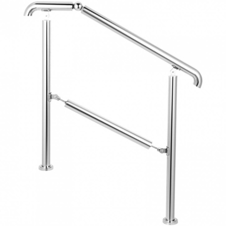 Balustrada inox pentru 2 sau 3 trepte Vivatechnix, Inaltime 86 cm, lungime 106 cm, pozitii reglabile