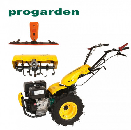 ProGARDEN Pachet Campo U14 motocultor multifunctional, 14CP, benzina, 3+2 viteze, bara cosire 1200mm, freza tractata BT-X90 900mm [BT330/G190]
