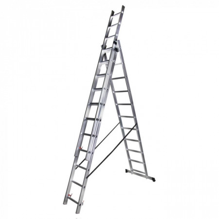Bisonte Scara tripla aluminiu Bisonte STR311, 11 trepte, 7.5 m (BT1006306)