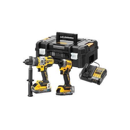 Set 2 masini de insurubat si gaurit DCD999 + DCF850 + 2 accumulatori POWERSTACK 1 X 5Ah/18V + 1,7Ah/18V in TSTAK