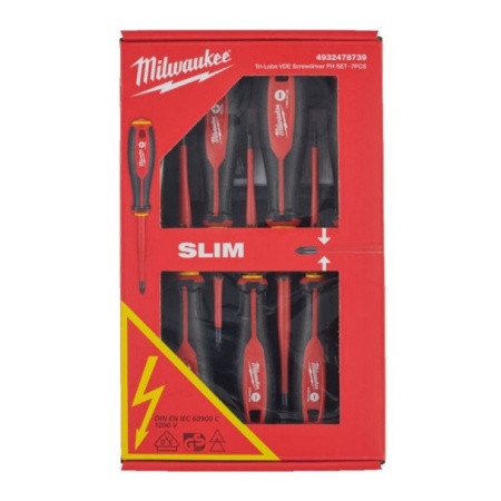 Set 7 surubelnite izolate VDE, PH, SL si tester tensiune, maner Tri-Lobe, MILWAUKEE®