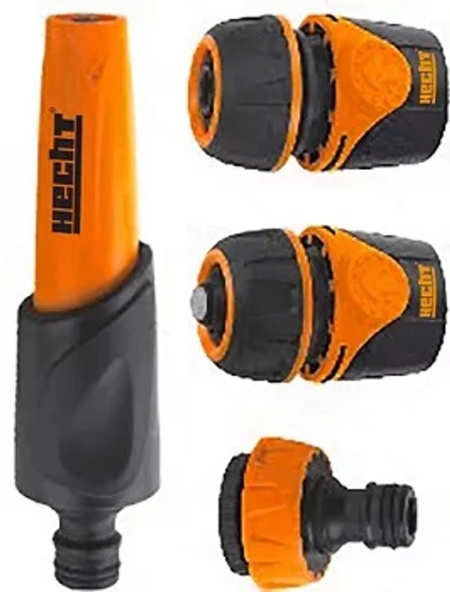 Set de conectori Hecht 08025, posibilitate conectare furtuni de diferite dimensiuni, cuple de 1/2 si 3/4