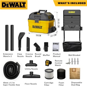 Aspirator Dewalt Garage 23L, cu telecomandă, 1100 W, furtun 6.1 m/48 mm, 37.8 l/s - Img 3