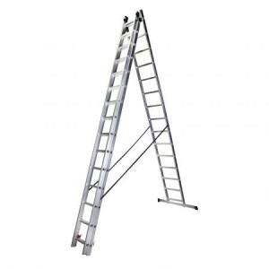 Bisonte Scara tripla 15 trepte, 4.13 m aluminiu STR315 (BT1006308) - Img 3