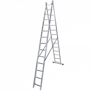 Bisonte STR214 Scara dubla aluminiu, 2Ã—14 trepte, 386 cm (Bt1006301) - Img 2