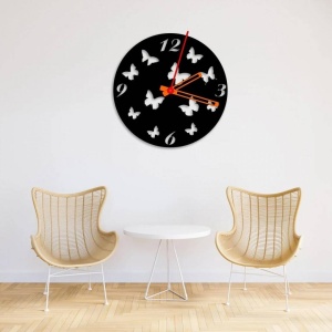 Ceas de perete metalic Krodesign Butterfly, diametru 50 cm, negru - Img 4