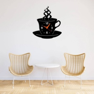 Ceas de perete metalic Krodesign Coffee Mug, diametru 50 cm, negru - Img 3