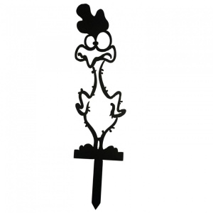 Decoratiune gradina / ghiveci Krodesign Scared Chicken KRO-1133, metal, inaltime 64 cm - Img 1