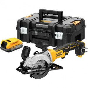 Fierastrau circular de mana Dewalt DCS571E1T, panza 115 mm, cu 1 acumulator POWERSTACK 18V / 1.7Ah si valiza TSTAK - Img 1